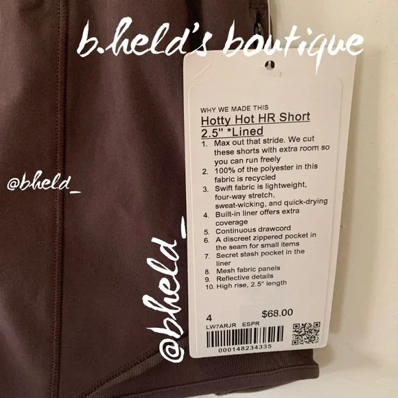lululemon Hotty Hot High-Rise Lined Short 2.5" in Espresso Brown Size 4 New NWT - Picture 2 of 16